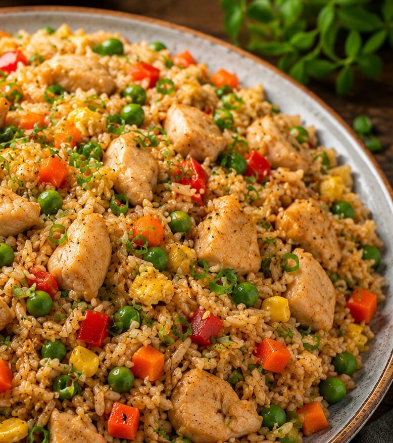 ارز صيني بالخضار ودجاج